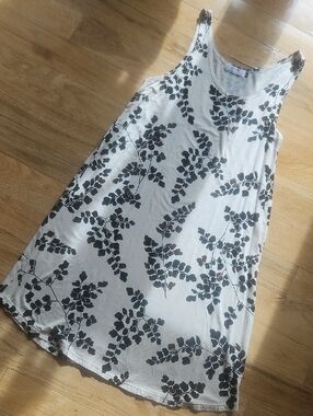 Sig Zane Cream Tank Dress with Black Botanical Print